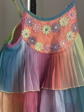 Multicolor Layered Dress with Floral Details